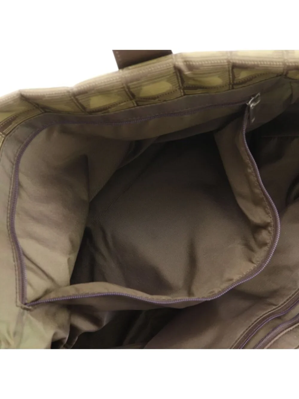 Chanel New Travel Line Tote Bag MM Nylon Canvas Khaki